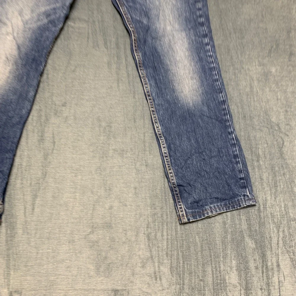 Levi's Jeans Mens 29x38 Blue Whiskering Denim Stretch Medium Wash Straight Leg